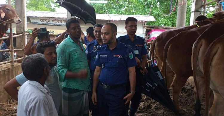বাজারে কেউ চাঁদাবাজি করলে পুলিশ আইনগত ব্যবস্থা নিবে : ওসমানীনগরে এসপি মাহবুবুর রহমান