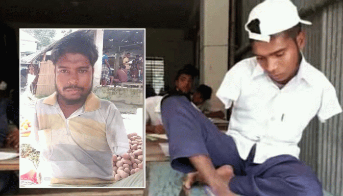 পায়ে লিখে এইচএসসি পাস, হাত না থাকায় এনআইডি পাচ্ছেন না জসিম